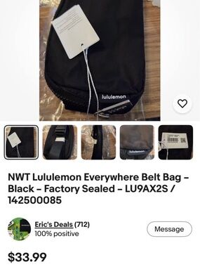 New black Lululemon belt bag! $30! Bin 85.